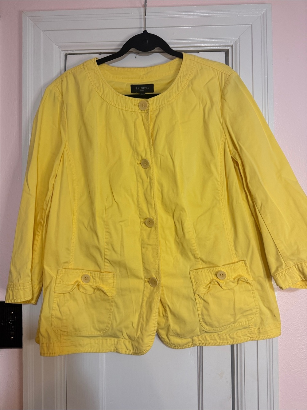 Talbots Sunny Yellow Utility Button-Front Jacket